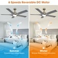 thumbnail image 5 of Parrot Uncle Ceiling Fans with Lights and Remote 56 Inch Large Outdoor Ceiling Fans for Patios Bedrooms, Dimmable Light, Reversible DC Motor, Brushed Bronze, 5 of 9