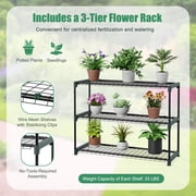 Costway 7'x 3.5'x 7' Lean-to Greenhouse Portable Wall House with Green PE Cover and Shelf