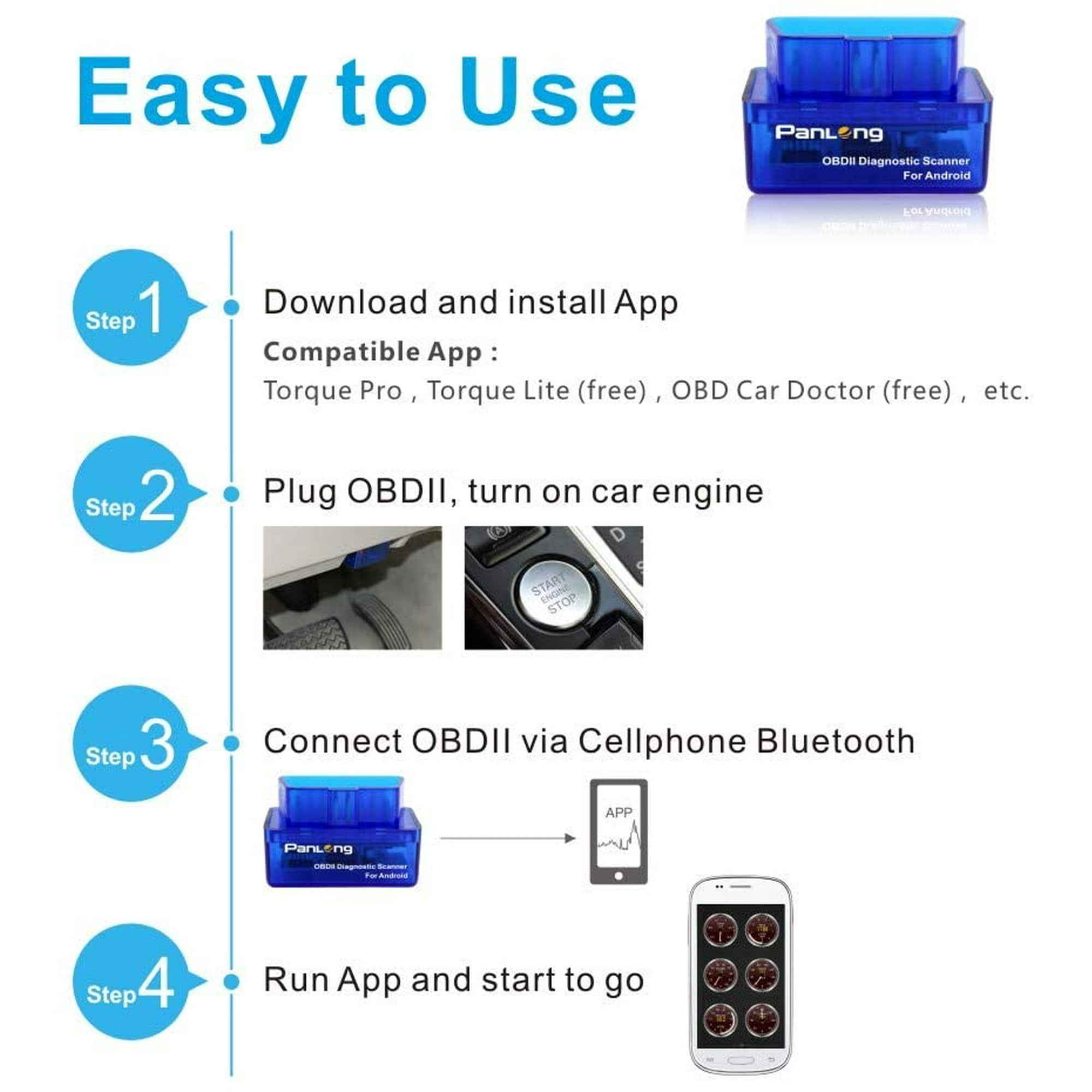 Panlong Obd2 Obdii Bluetooth Scanner Car Diagnostic Code Reader For Android Walmart Canada Panlong Obd2 Obdii Bluetooth Scanner Car Diagnostic Code Reader For Android Walmart Canada