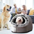 thumbnail image 6 of Warm Pet Cave Bed, Thick Soft Fluffy Enclosed Cat & Dog Bed for Winter, Portable Anti-Anxiety Hooded Sleeping Bag with Removable Washable Cushion for Small Medium Pets, 6 of 7