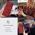 thumbnail image 5 of Wallet Case for Google Pixel 6a 5G, Vintage Premium PU Leather Cover Flip Case with Card Slots Magnetic Closure Zipper Pocket Kickstand Handbag with Hand Strap - Red Wine, 5 of 14
