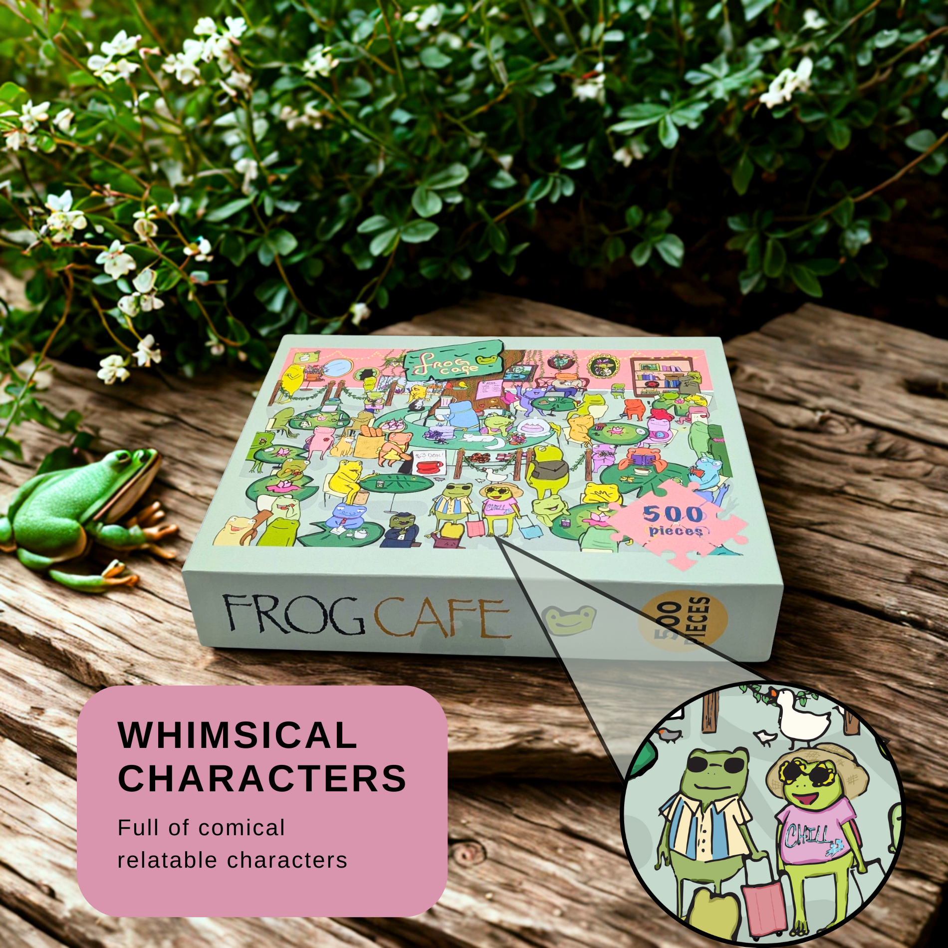 Frog Café 500‑Piece Premium Matte Jigsaw Puzzle – 19.25" x 26.6"