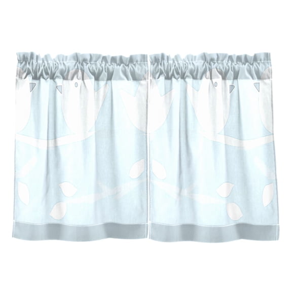 Minimalist Bird Pattern Kitchen Curtains Tier Set 27x24 Inch 2 Panels Semi Sheer Light Filtering Privacy UV Protection