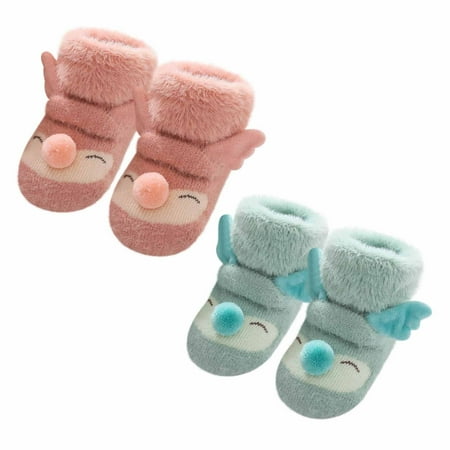 

Dadaria Long Socks for Girls Toddler Boys Girls Solid Color Cartoon Dog Socks Keep Warm Plush Kids Soft Non-slip Indoor Toddler Shoes Socks Pink 0-6 Months Boys Girls