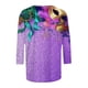 thumbnail image 5 of Ounisa 2025 Womens 3/4 Sleeve Tops Mardi Gras Costumes Fashion Round Neck Color Printed Blouse, 5 of 6