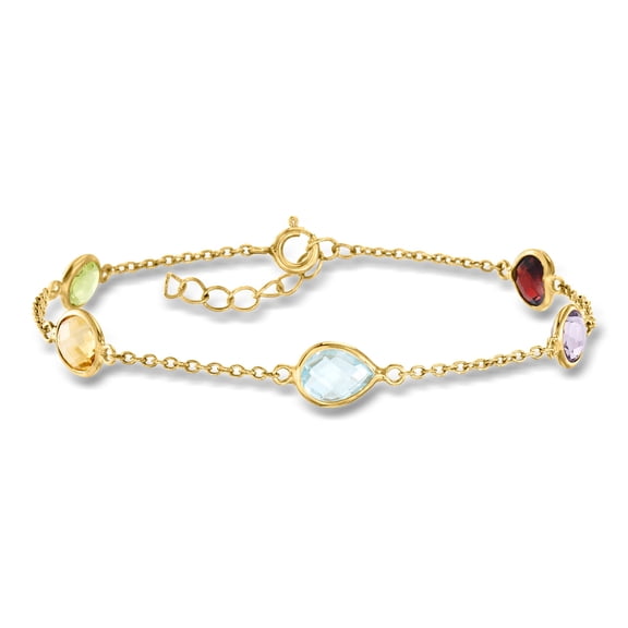Ross-Simons 4.10 ct. t.w. Multi-Gemstone Station Bracelet in 18kt Gold Over Sterling, Women's, Adult
