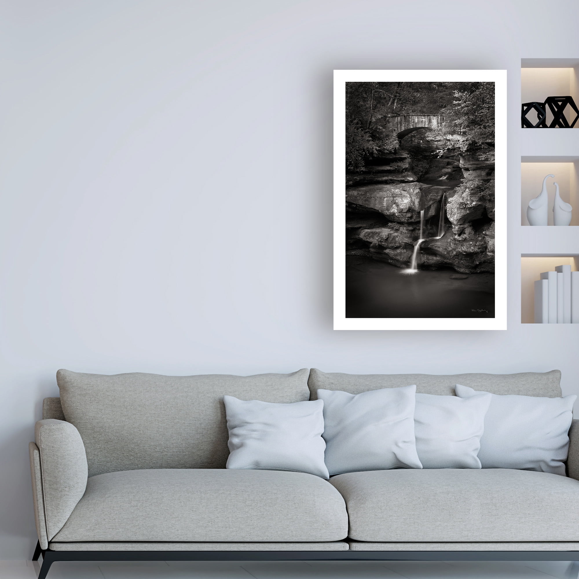 Trademark Fine Art 'Upper Falls Old Mans Cave BW' Canvas Art by Alan Majchrowicz
