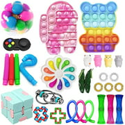 yongy 30pc Fidget Sensory Toy Set with Colorful Bubble Pop Mini Squeeze Tool