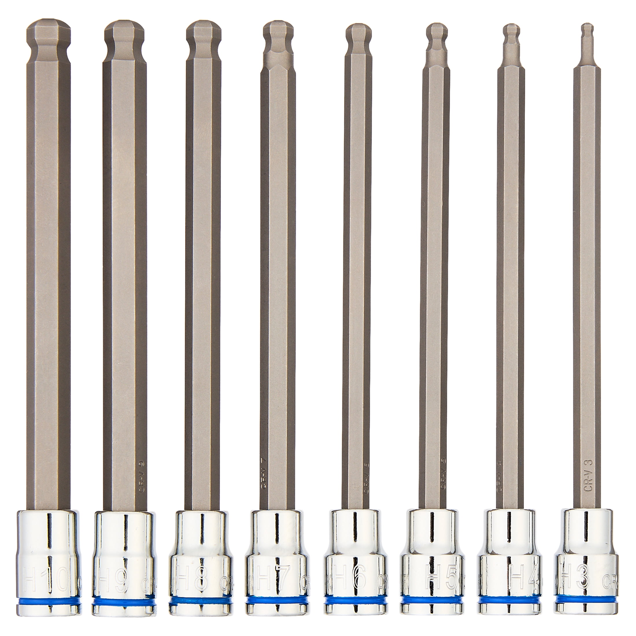 Hyper Tough 8-Piece 3/8-inch Drive Long Hex Socket Bit Set (mm)