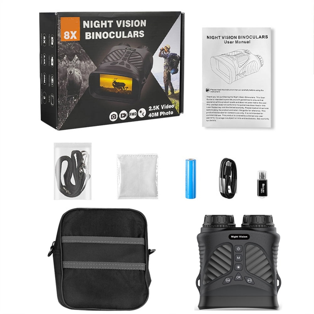 2.5K Night Vision Goggles, Night Vision Binoculars with 3'' HD Screen, 8X Digital Zoom, 32GB Card, Binoculars Night Vision That Can Take Photos and Videos for Camping Farm & Security
