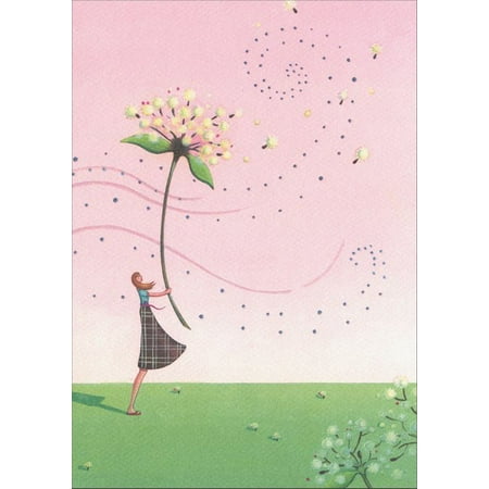 Good Luck Wishes Cards - Graphique de France Girl Holding A Flower In The Wind Good Luck Card