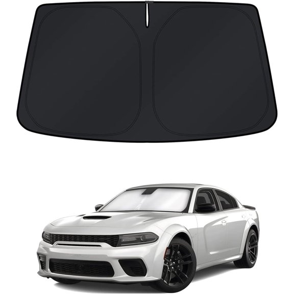 Canvcle Windshield Sun Shade for Dodge Charger Accessories 2011-2023 Window Sun Shade Visor Cover Foldable Blocks UV Rays Keep Your Car Cooler
