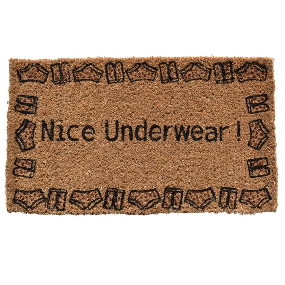 30" Brown and Black Rectangular Nice Underwear Coir Door Mat