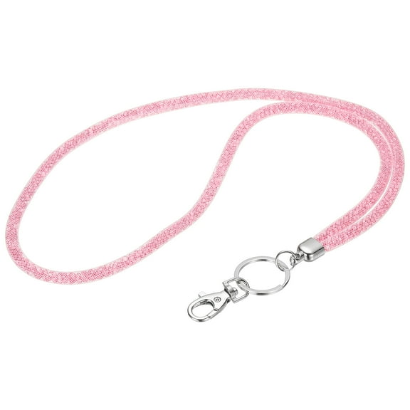 Uxcell 1Pack Rhinestone Lanyard for Keys, 15.7" Bling Lanyards for ID Badge with Metal Clasp & Keyring Crystal Keychain Neck Strap for Women Keys Phones, Pink