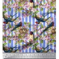 thumbnail image 1 of Soimoi Rayon Fabric Bird,Stripe & Periwinkle Floral Fabric Prints by Yard 56 Inch Wide, 1 of 3