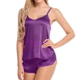 thumbnail image 1 of Women Sexy Pajamas Set Simulation Silk Thin Pajamas Set V-neck Camisole Sleeveless Shorts Female Pajamas pangjing, 1 of 4