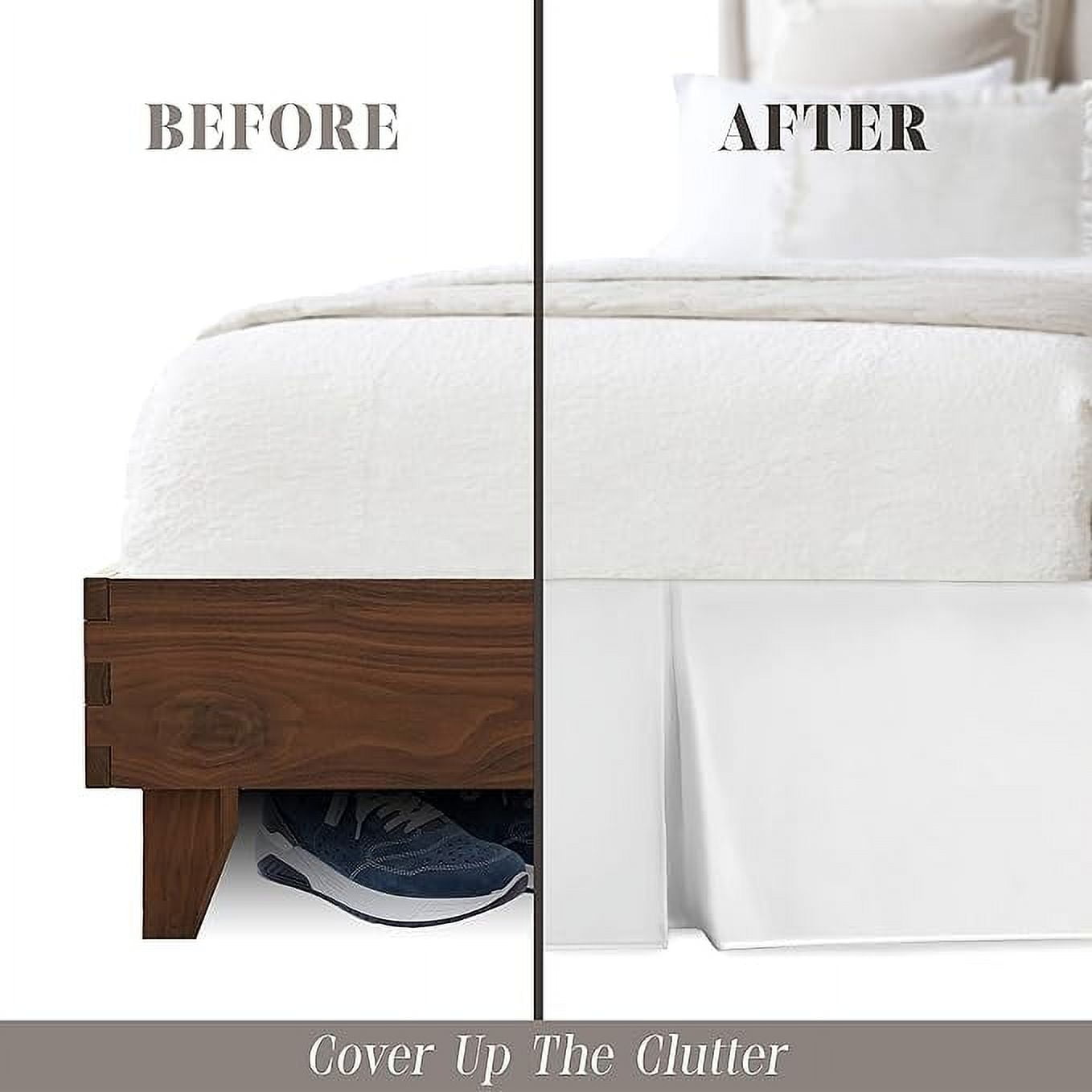 Elegant Comfort 1-Piece Solid Bed Skirt, 1500 Series, Minimalist Design with a Modern Look- Easy Care, Wrinkle and Stain Resistant, Bedskirt, Cali King, Frosty White