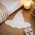 thumbnail image 4 of White Witch Hat Shaped Bath Mat, Crescent Moon Wizard Hat Fluffy Rug, Cute Halloween Irregular Shaggy Floor Mat, for Bathroom, Bedroom, Fall Home Decor, 4 of 6