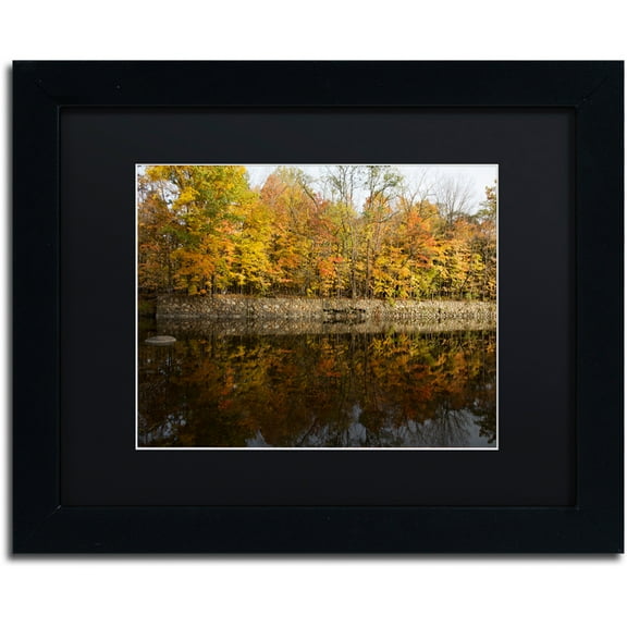 Trademark Fine Art "Autumn Along the Rocky River" Canvas Art by Kurt Shaffer, Black Matte, Black Frame