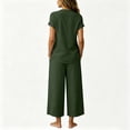 thumbnail image 3 of Womens 2 Piece Linen Suits Cute Summer Flowy Matching Suit Boho Flowy Embroidered Tops Wide Leg Pants Casual Sets, 3 of 6