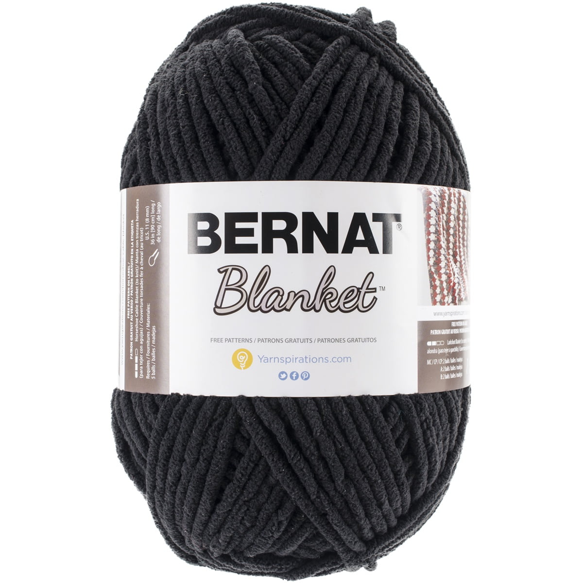 Bernat Blanket Big Ball Yarn (10040) Craft Supplies, Each, Coal