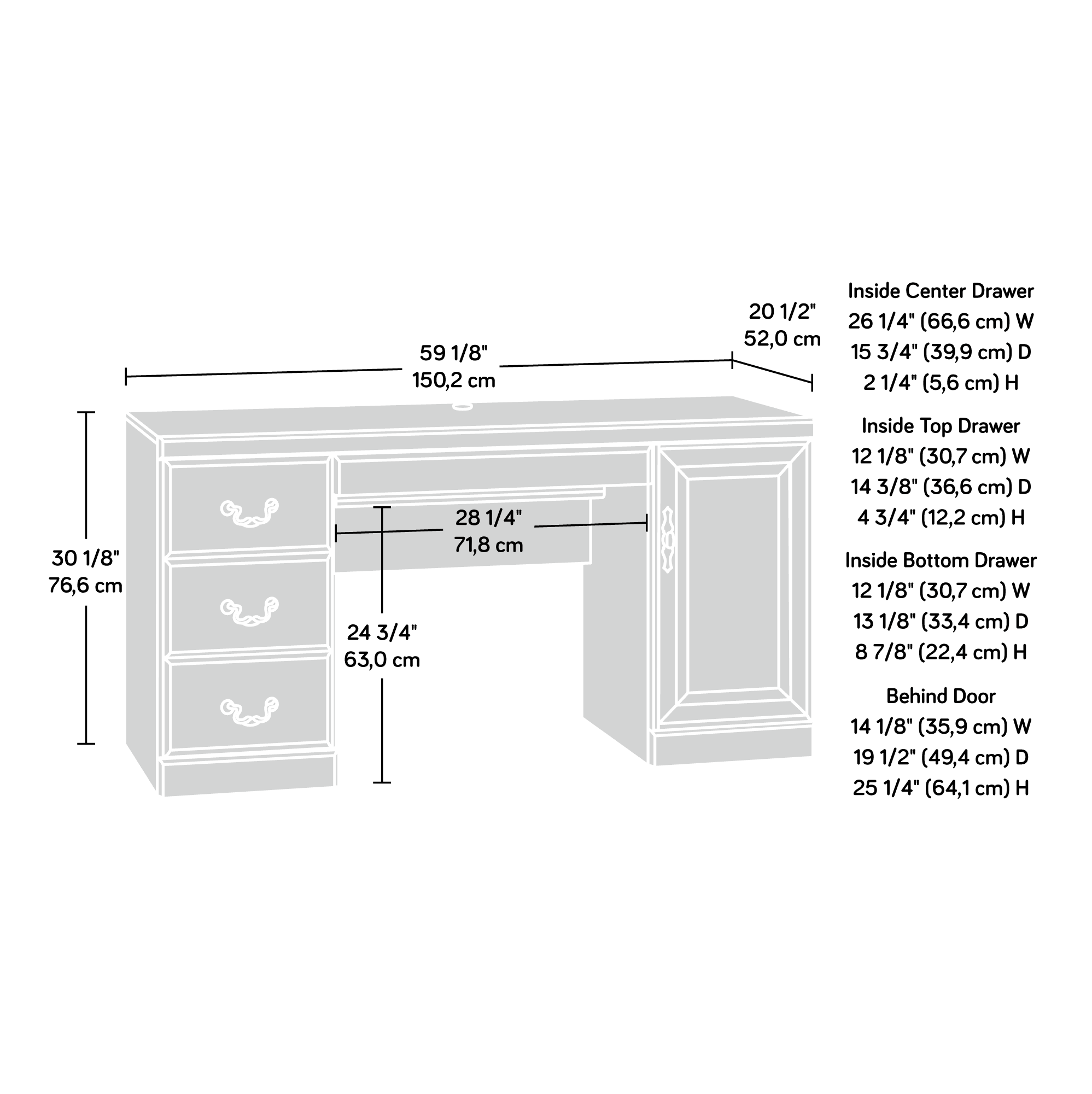 Sauder Heritage Hill Computer Credenza Desk Classic Cherry Finish