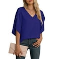 thumbnail image 3 of Asklazy Women's Fall Casual 3/4 Ruffled Sleeve Chiffon Blouse Tops for Women,US Size,Royal Blue,L, 3 of 8