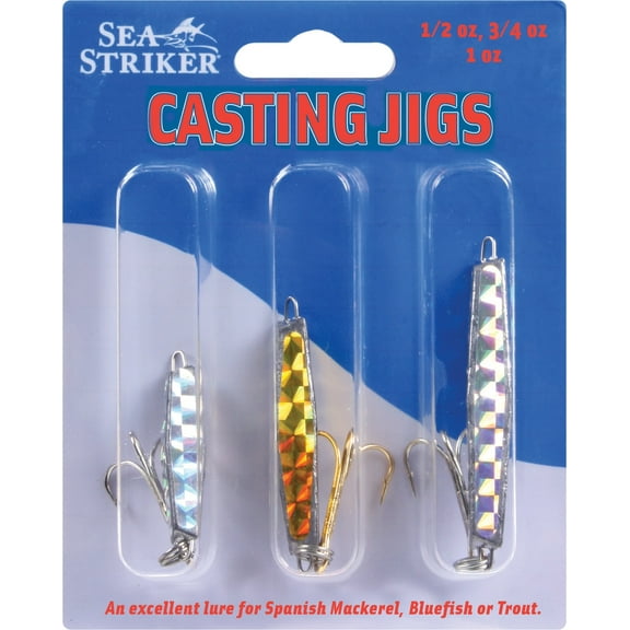 Sea Striker Casting Saltwater Fishing Jigs, Silver & Gold, Assorted Size, 3-Pack