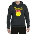 thumbnail image 2 of Wild Bobby, Tennis Mom Cute Bow Ribbon Tennis Ball, Mother's Day, Unisex Graphic Hoodie Sweatshirt, Heather Black, Large, 2 of 3