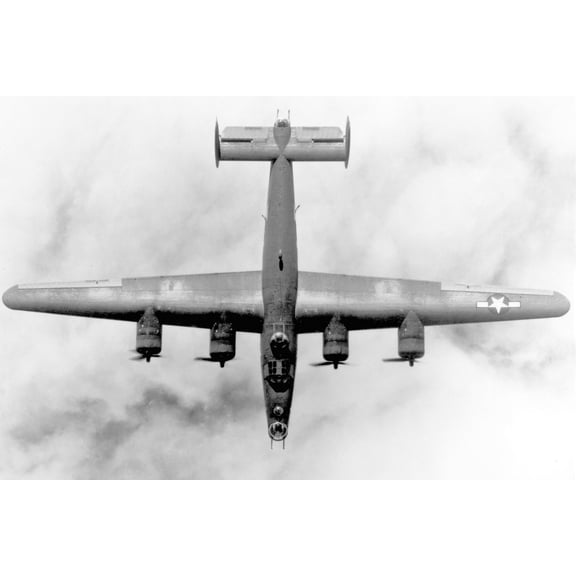 24x36 gallery poster, B-24 Liberator bomber from above, showing Davis wing design