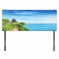 thumbnail image 3 of Balinese Headboard, Uluwatu Building Bali Indonesia Seacoast Cliff Horizon Summer Seascape Nature, Upholstered Decorative Metal Bed Headboard with Memory Foam, Full Size, Green and Blue, by Ambesonne, 3 of 4