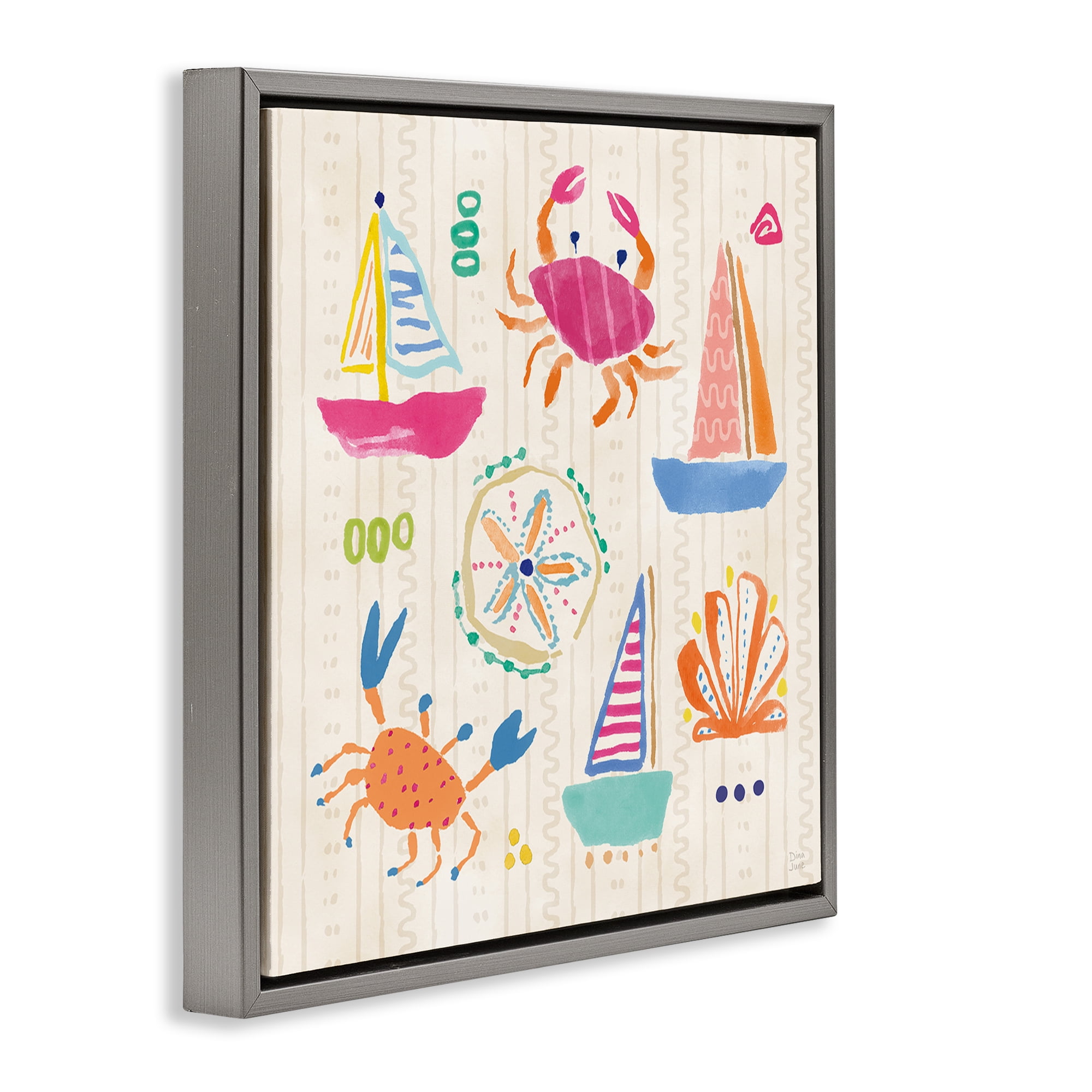 Stupell Industries Nautical Fine In The Sunshine Gray Framed Floater Canvas Wall Art, design by Dina June