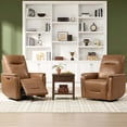 thumbnail image 6 of Spruce & Spring Genuine Leather Dual Motor Swivel Glider Recliner Chair, Saddle, 6 of 12