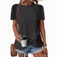 thumbnail image 3 of Kaprioy Women's Ruffle Hem Short Sleeve T-Shirt, Casual Summer Crew Neck Blouses Top, 3 of 6