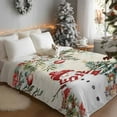 thumbnail image 3 of Winter Snowman Flannel Blanket for Bed,Travel and Camping, Christmas Tree Leaves Elk Flower Beige Letter Super Soft Cozy Blanket for All Seasons 32"x48", 3 of 9