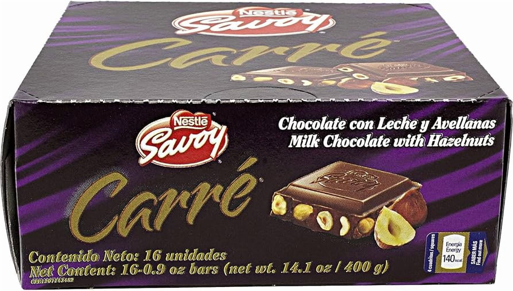 Savoy Carre Milk Chocolate with Hazelnuts – 16-Pack (25g/0.88oz Each)