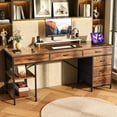 thumbnail image 6 of Amadwell 54" Desk with Drawers & Storage, Office Desk with Reversible Shelves, Gaming Computer Desk, Brown, 6 of 9