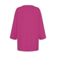 thumbnail image 4 of DENGDENG Womens 3/4 Sleeve Blouses Button Down Casual T Shirts Elbow Sleeve Summer Crew Neck Tops Dressy Three Quarter Length Clothes Trendy Loose Tunic Tops Hot Pink S, 4 of 5