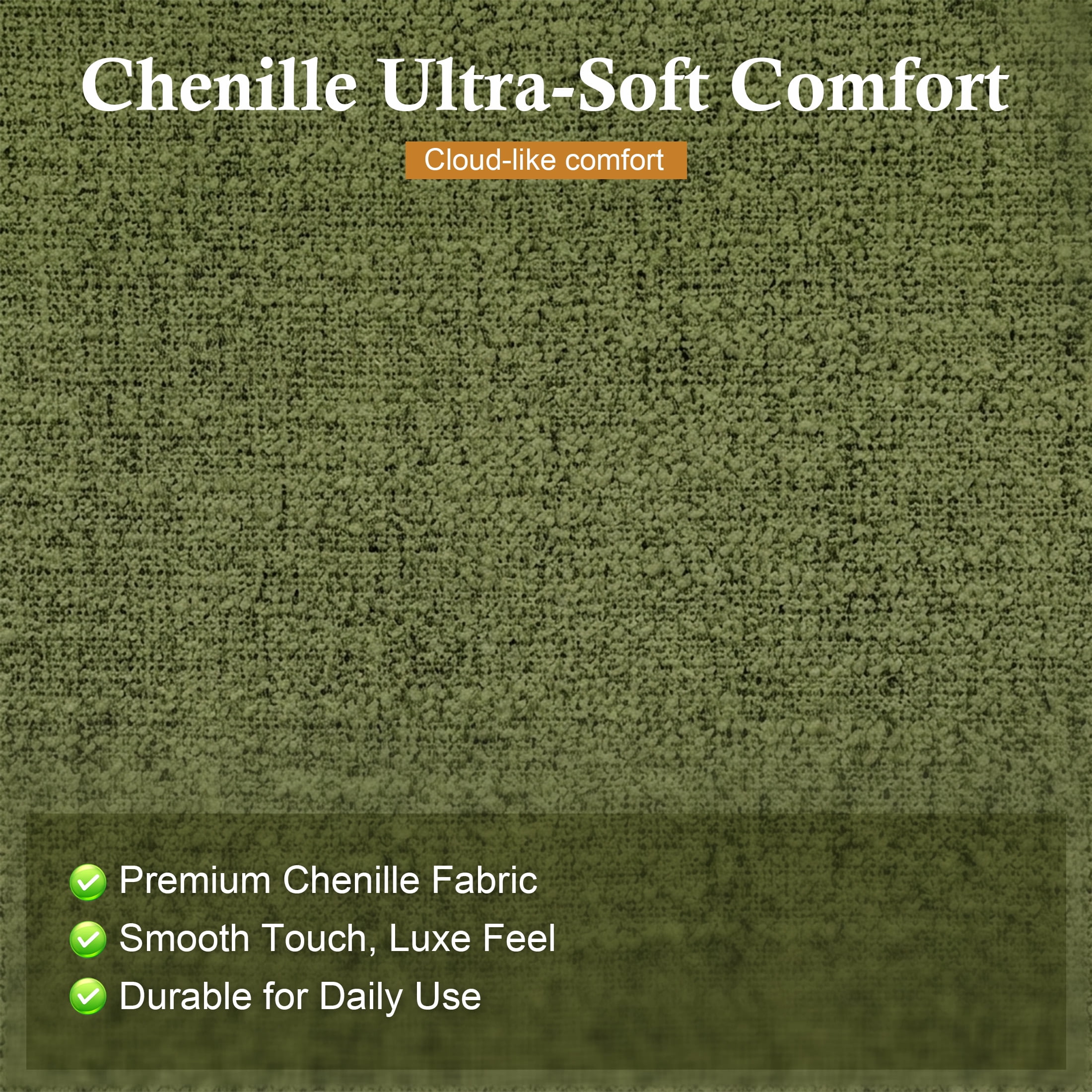 Aukfa 84" Contemporary Sofa, 3 Seater Couch for Living Room, Chenille, Green