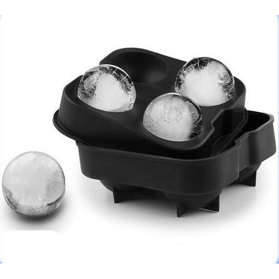 CHARMED Ice Ball Maker Mold - Black Flexible Silicone Ice Tray - Molds 4 cm X 4.5cm Round Ice Ball Spheres