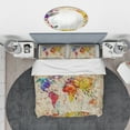 thumbnail image 3 of Designart 'Vintage World Map Watercolor' Large Map Duvet Cover Set, 3 of 4