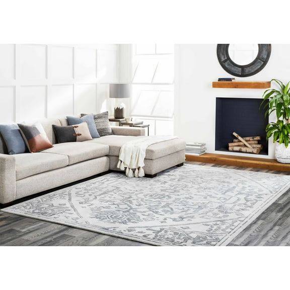Hauteloom Darfield Living Room, Bedroom Area Rug - Traditional - Black, Light Gray - 2' x 3'