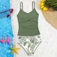 thumbnail image 5 of 15-16 T Girls Rash Guard Swimsuit Girls 2 Piece Tankini Swimsuit Set Floral Print Ruching Adjustable Bikini Top with Skirt for Juniors Beach Pool, 5 of 7