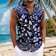 thumbnail image 2 of LTTVQM Mens Hawaiian Shirts Summer Beach Sleeveless Button Down Shirt Casual Loose Tropical Print T Shirts Basic Outfit Pink 3XL, 2 of 5
