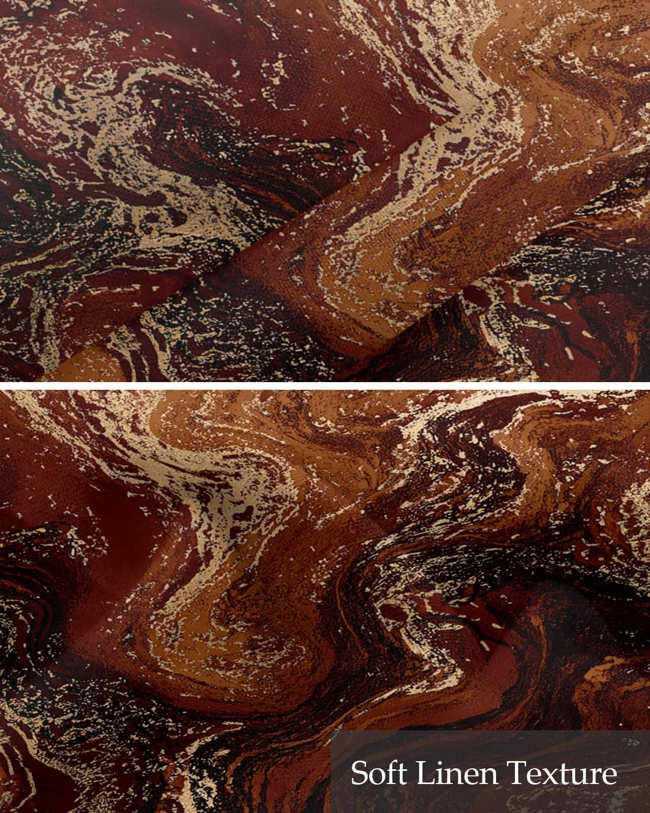 Brown Marble Kitchen Valances for Windows Farmhouse Linen Window Valance Curtain for Living Room Window Treatment Ombre Abstract Striped Mottled Aesthetic Valance Rod Pocket Topper, 42 x 18 Inch