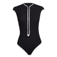 thumbnail image 4 of UTSJKR Women's V-Neck Ruched One-Piece Swimsuit, Double Strap Tank Style Bathing Suit with Tummy Control Black M, 4 of 8