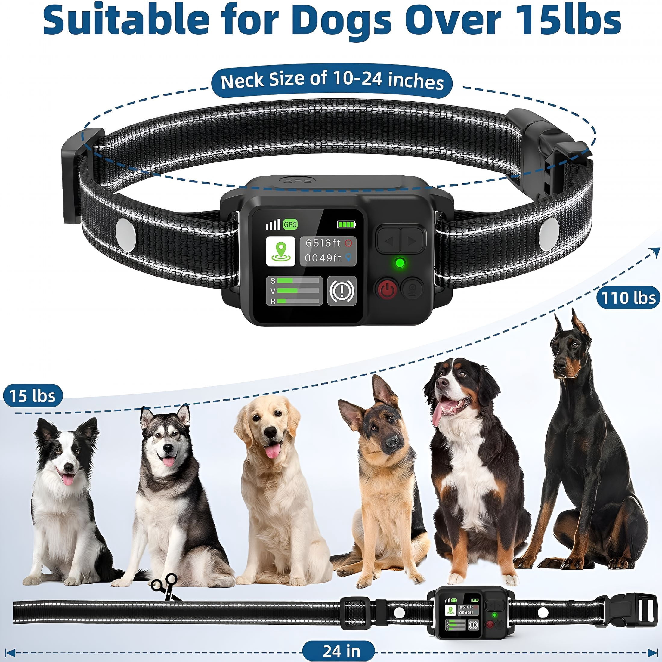 BESTSKY GPS Wireless Dog Electric Containment System with 3 Warning Levels, 49-6561ft Range, IP67 Waterproof, Rechargeable, Outdoor Use Only