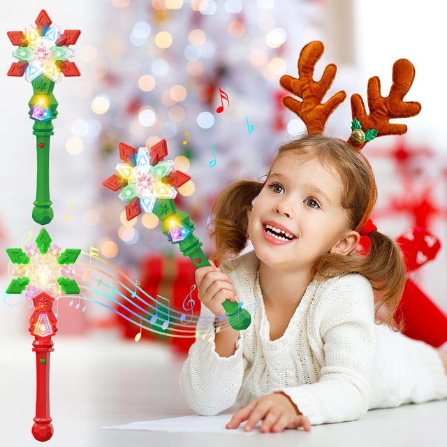 Ganfancp Christmas Magical Wand Flash Snowflake Wand Flashlight Projection Puzzle Christmas Present Juguetes Luminosos para Niños Ofertas Del Día Sólo En Línea 1* Juguetes