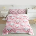thumbnail image 2 of jejeloiu Snowflake Queen Comforter Set,Merry Christmas Bedding Sets,Pink White Bedding Comforter Set For Teens,Luxury Bedroom Decor Reversible,3-Piece, 2 of 8