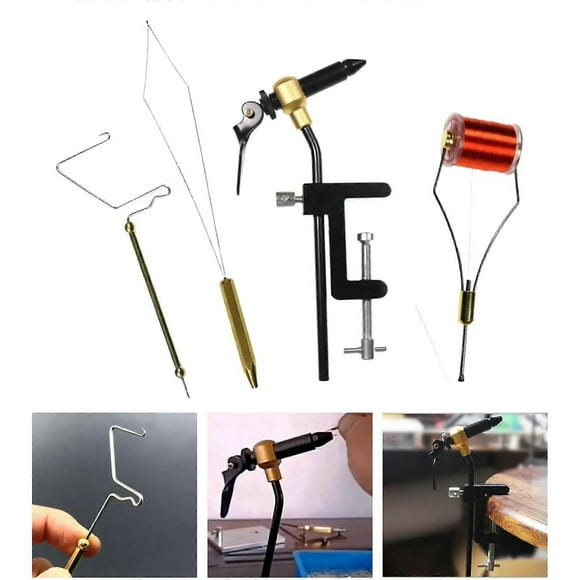 4 Pieces Fly Tying Tool Kit Fly Tying Vise Bobbin Thread Holder Outdoor Lures Making Accessories Fly Fishing Gear